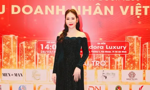 Á hậu Vũ Khánh Hòa diện thiết kế áo dài nổi bật tại họp báo Hoa hậu Doanh nhân Việt Nam 2023