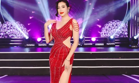 Á hậu Nguyễn Thị Lan Hương xuất hiện quyến rũ làm giám khảo cuộc thi nhan sắc lớn